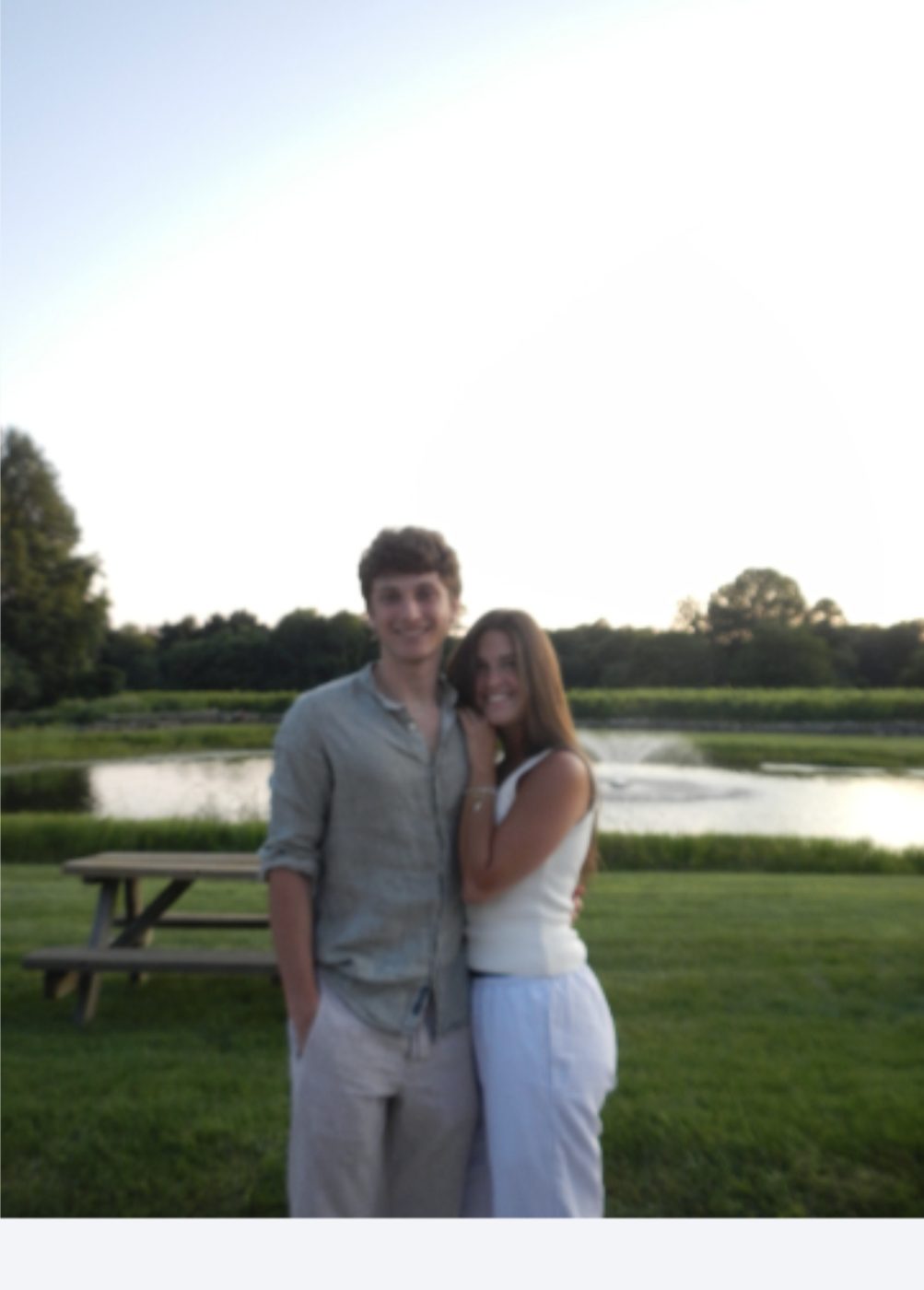 By the pond at sunset